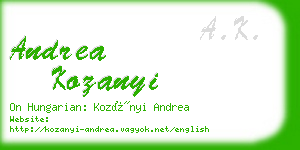 andrea kozanyi business card
